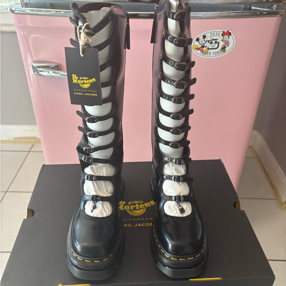 SOLD-Dr. Martens x Marc Jacobs Kiki Boot 8 Sold out black leather NWTs lock &key